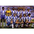 Image d'époque du FC Porto sur le terrain de jeu avec le maillot FC Porto 1986/87