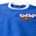 Détail du col et de l'écusson du maillot de football vintage de la DDR années 70