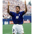 Roberto Baggio avec le maillot Italie 1994 sur le terrain de jeu