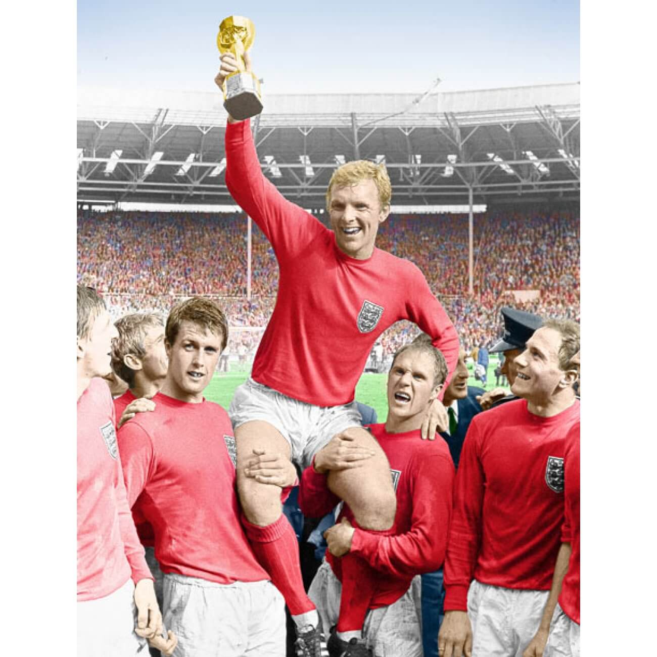 Bobby Moore avec la Coupe du Monde 1966 équipe anglaise de football